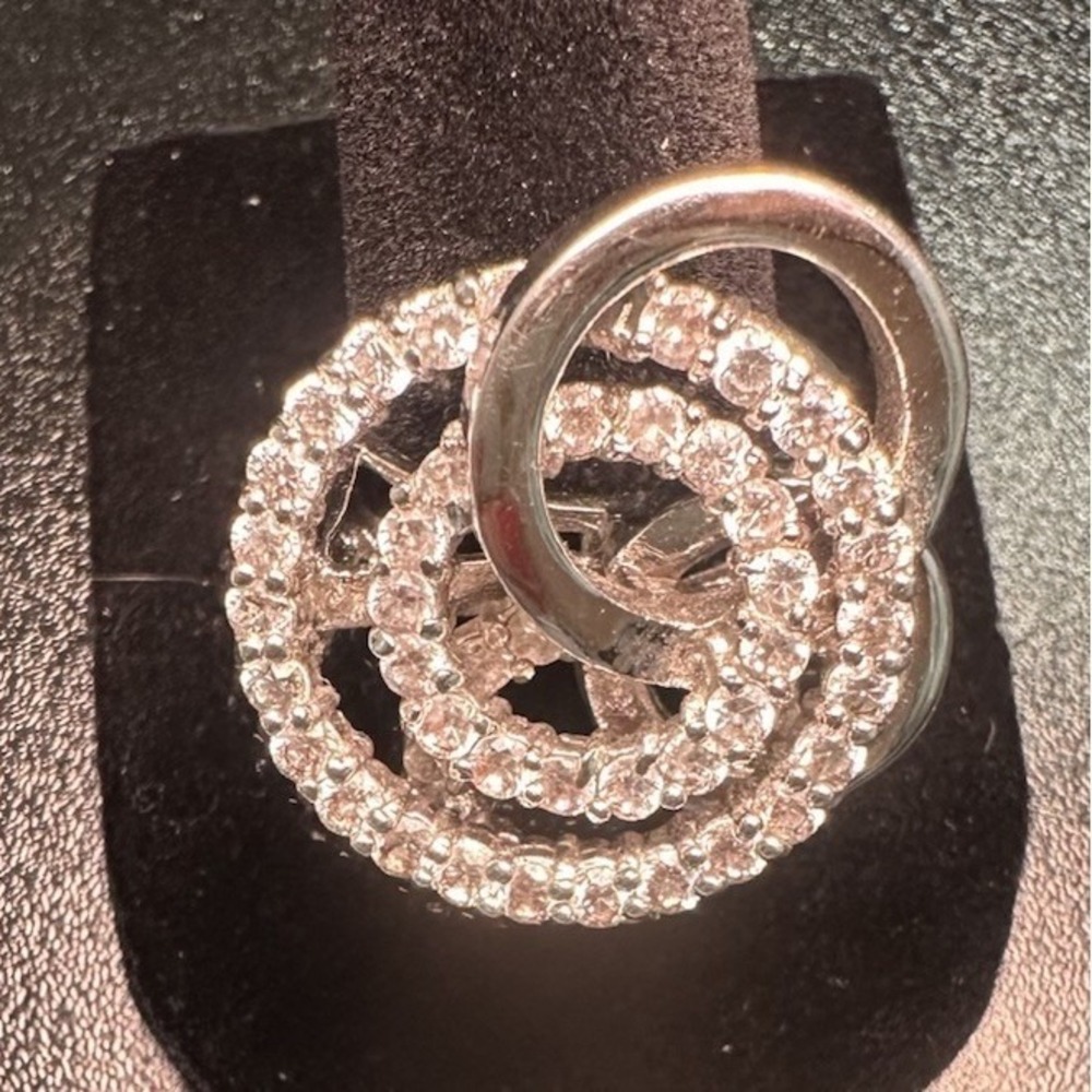 Park Lane Women's Ring Size 7 Cubic Zircon Cz Silver Plater Circles Silver Tone